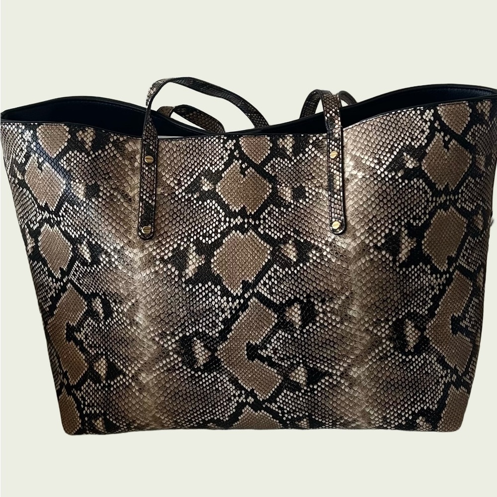INC International Concepts Brown and Black Snakeskin Tote